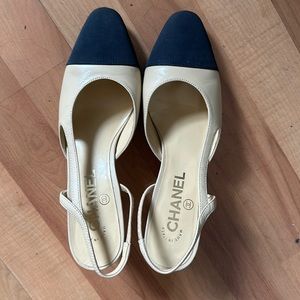 Chanel slingback nude heels 6.5